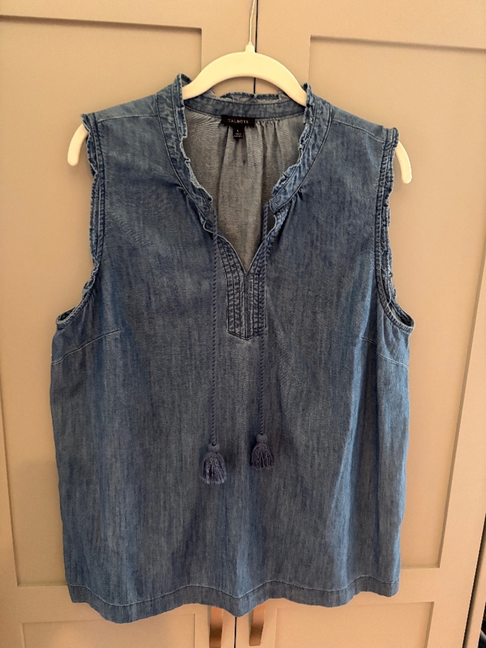 Denim sleeveless top with tassels from Talbots